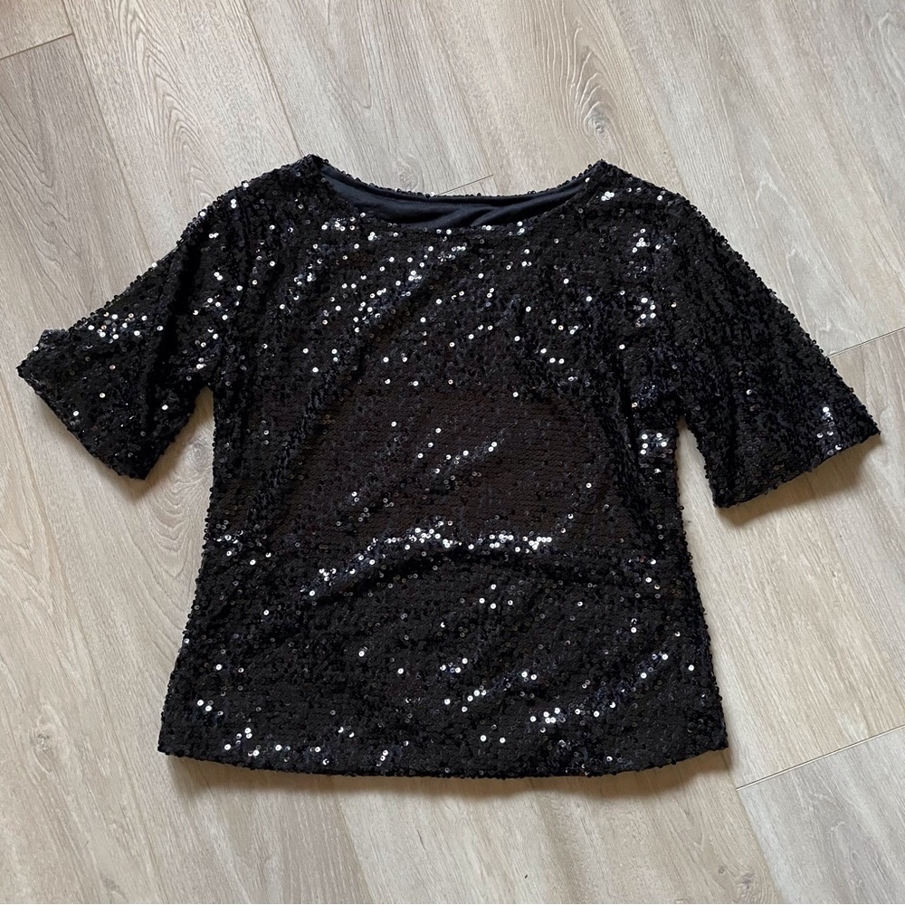 Black Sequin Women's Top